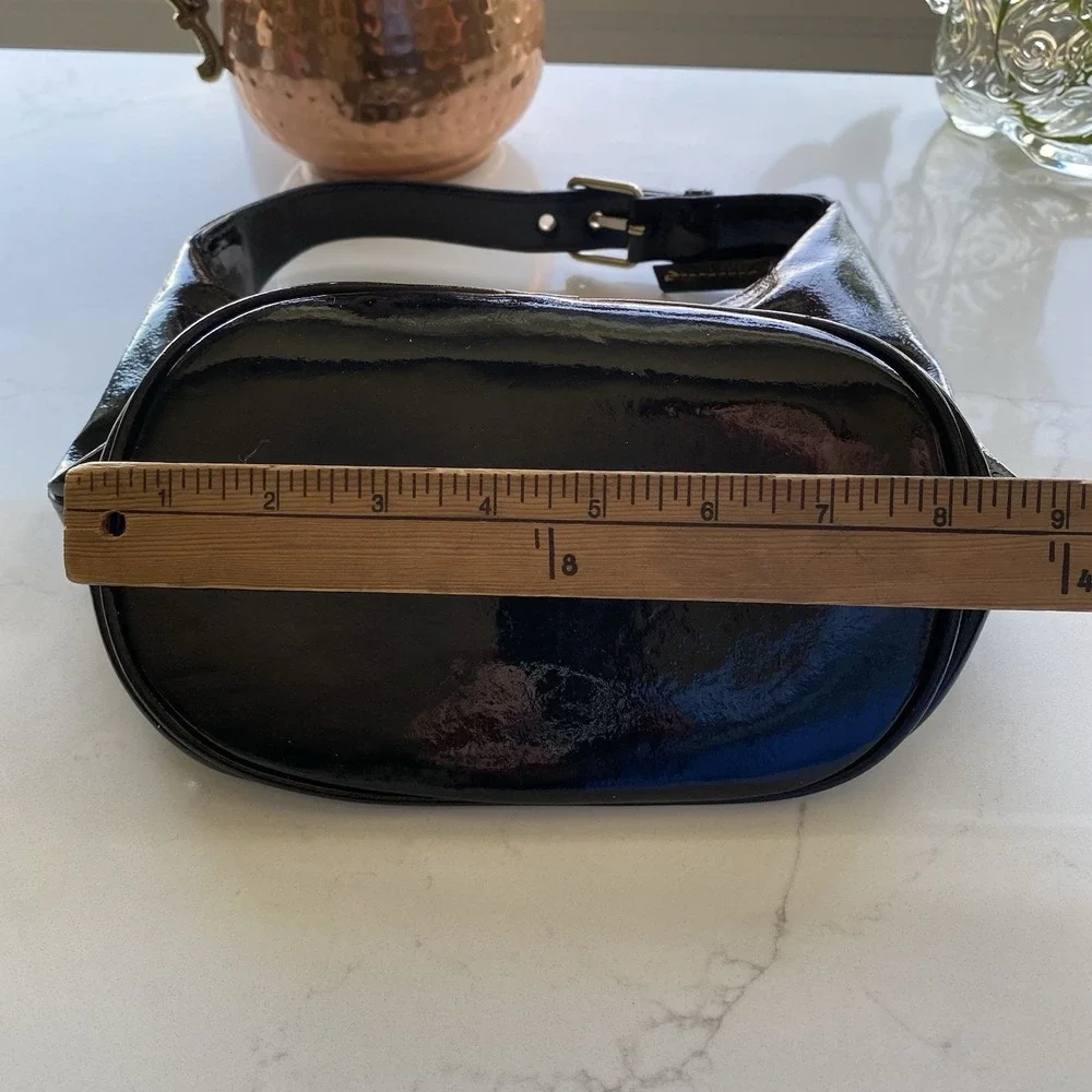 Vintage Dooney & Bourke Patent Leather Hobo Bag Women's Black Purse Y2K 90s